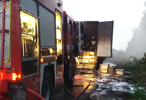 Лубенський район: рятувальники загасили пожежу в причепі вантажного автомобіля