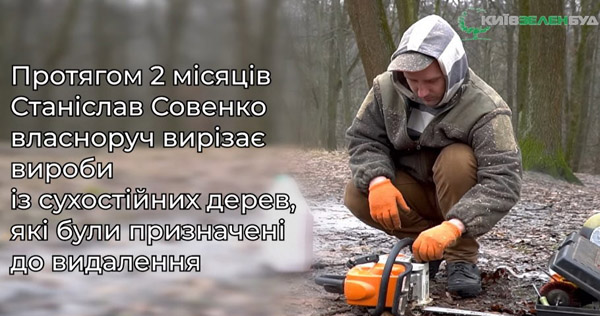 Випускник лісотехнічного створює скульптури із аварійних дерев у   Голосіївському парку Києва 